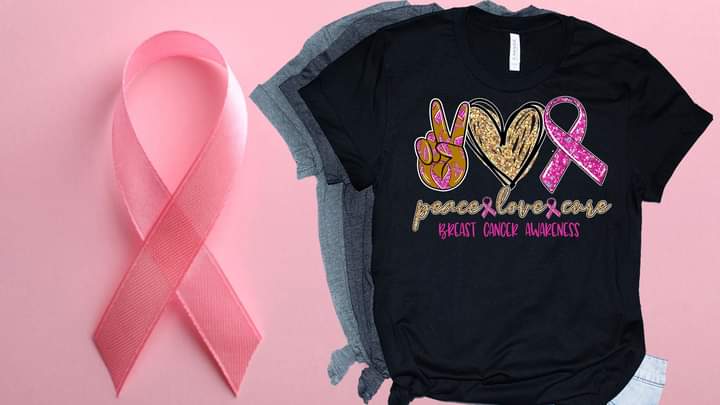 Peace,Love,Cure Breast Cancer Awareness| Short Sleeve Shirt