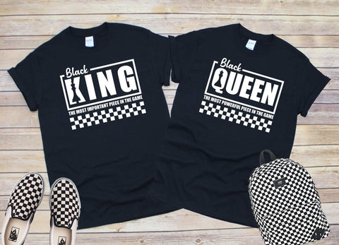 Black King and Black Queen Chess Pieces | Short Sleeve Shirt