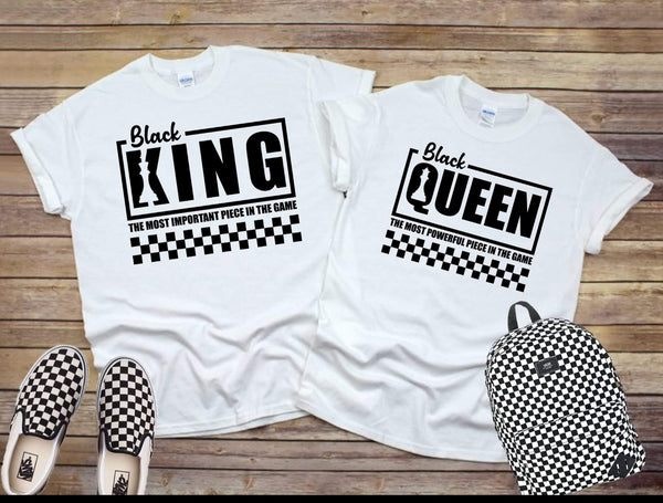 Black King and Black Queen Chess Pieces | Short Sleeve Shirt