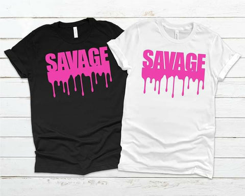 SAVAGE Pink Drip Short Sleeve Shirt