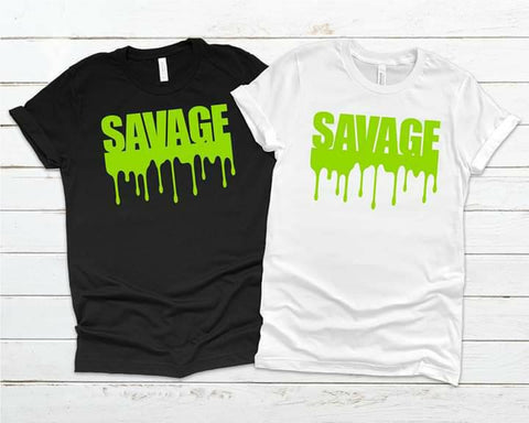 SAVAGE Green Drip Short Sleeve Shirt